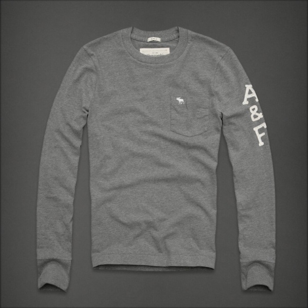 Abercrombie Fitch Hombres De Cuello Redondo Largo Remera AF5878